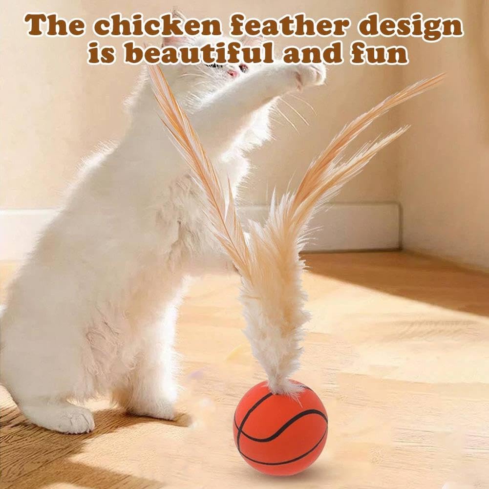 3 stuks stuiterbal met veer, springende staarten kattenspeelgoed voor binnenkatten, kattenentertainment springbal speelgoed, mini basketbal voetbal en honkbal interactieve springbal voor kat hond
