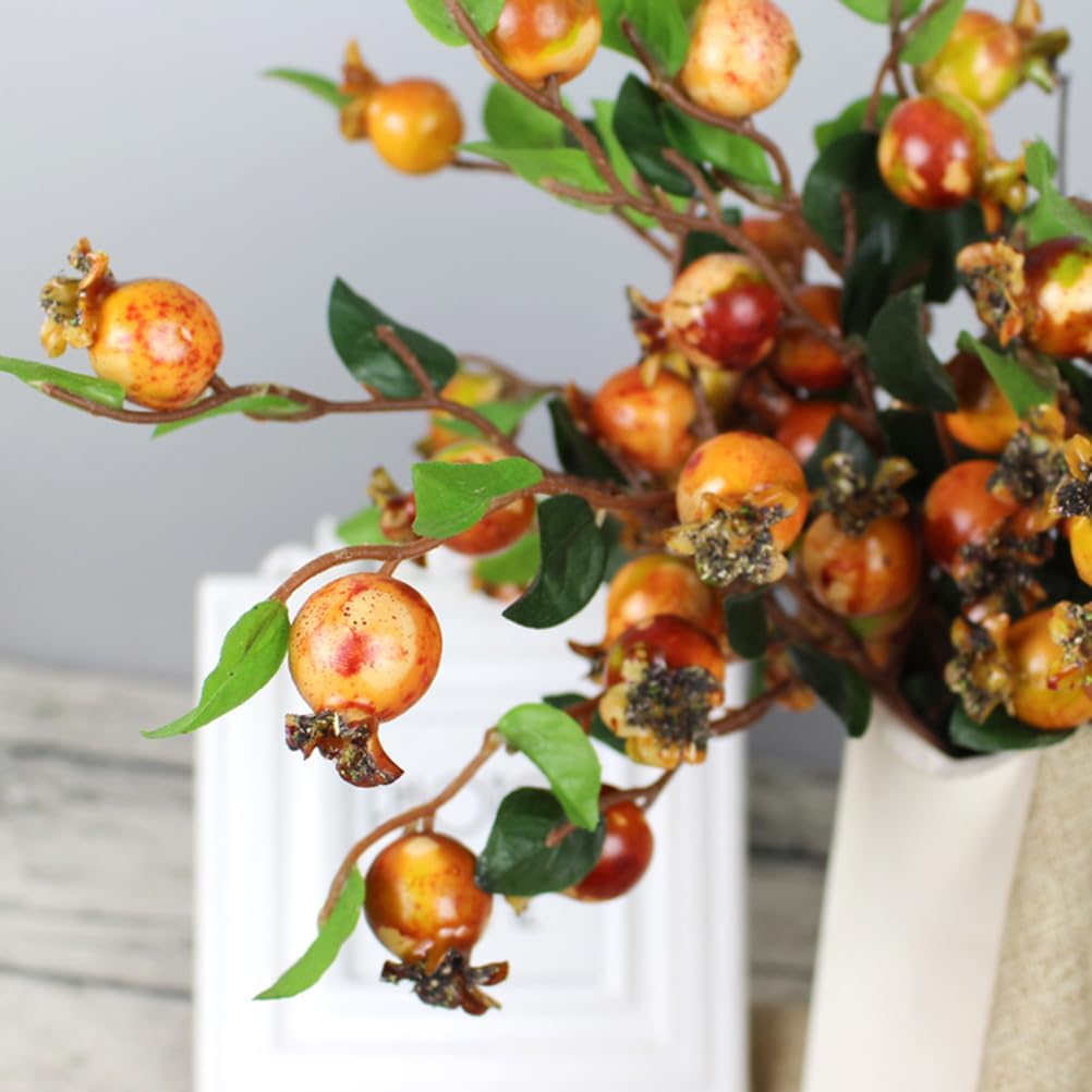 EXCEART Artificial Rosehip Berries and Pomegranate Fruit Stems 5 Dinner Table Decor Artificial Red Berry Stems Faux Berry Stems Mini Vase Faux Fruits Plant Dining Table Flowers