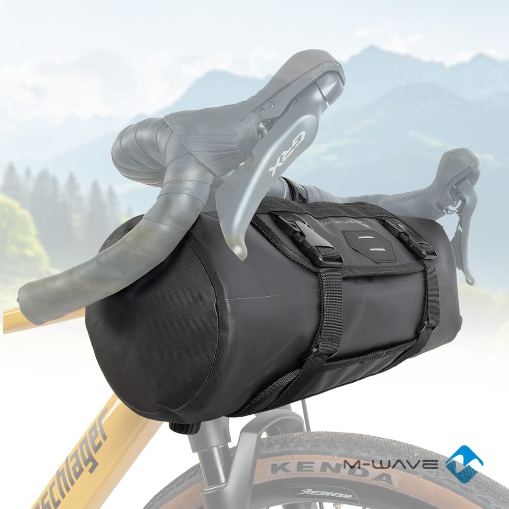 M-Wave Borsa per manubrio bicicletta, impermeabile, riflettente, ROUGH RIDE FRONT BLACK SERIES