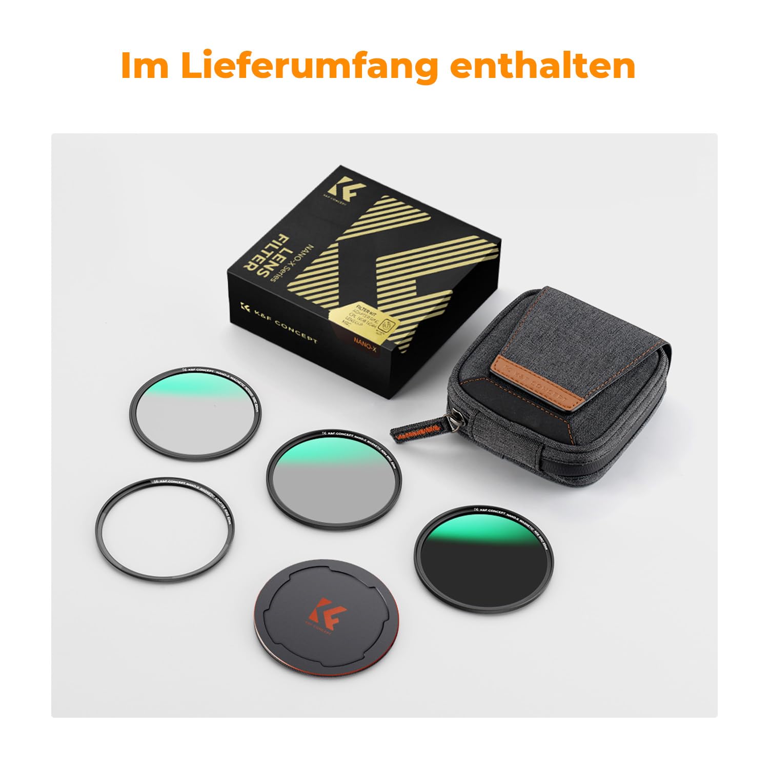 K&F CONCEPT Magnetic Filter Set 58mm Magnetisches Schnellwechsel System Quick Swap System Polfilter(CPL),ND8,ND64 mit Magnetischer Adapterring und Objektivdeckel, Filtertasche (Nano-Xcel)