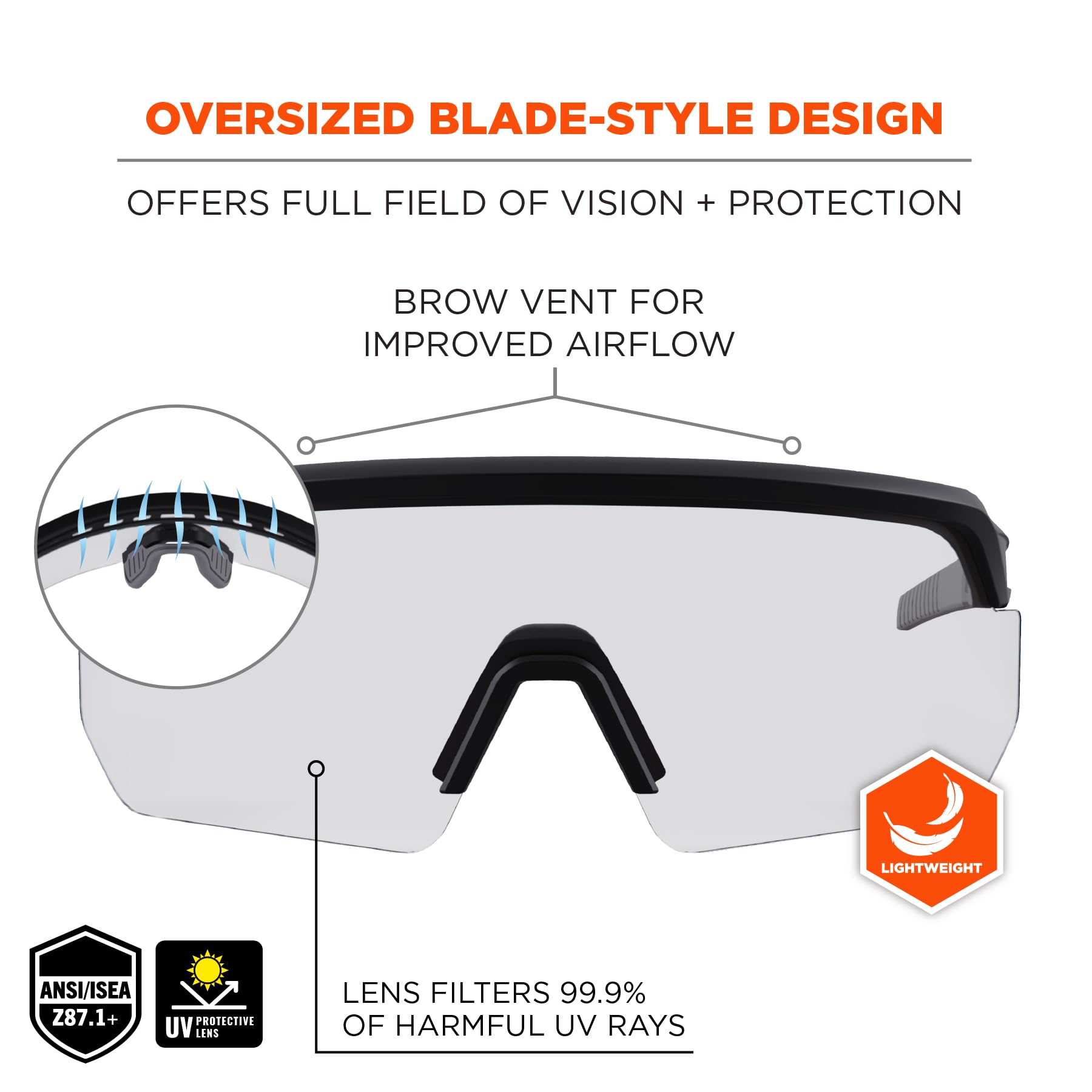 Ergodyne Skullerz Aegir Safety Glasses, Sunglasses Occhiali da sole di sicurezza Unisex - Adulto (Pacco da 1)