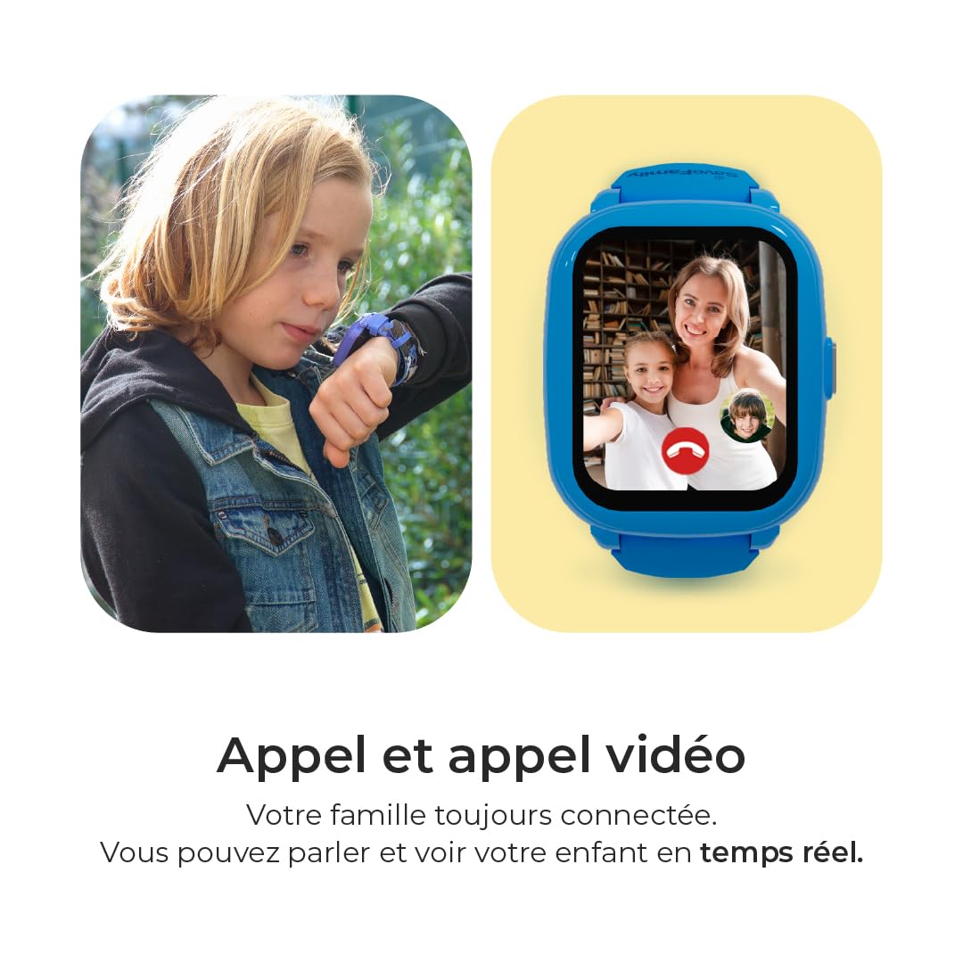 SaveFamily Iconic Plus 2 | Montre Connectée pour Enfant - Localisateur GPS | Appels, Vidéo, IA, Bouton SOS, WhatsApp, Spotify, Thermomètre, Couleur Noir