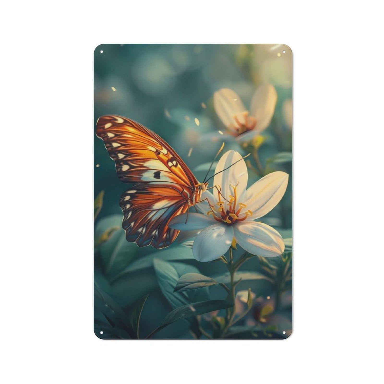 Junmoney Majestic Butterfly Vintage Tin Sign 30X20cm For Lounge Or Reading Corner, For Home Interiors, Feature Walls And Decorative Displays