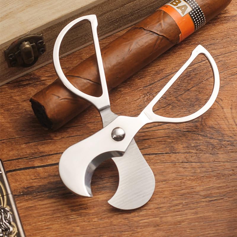 Cigar Cutter Stainless Steel Multi Function V-Cut Metal Blade Guillotine Hole Punch Case