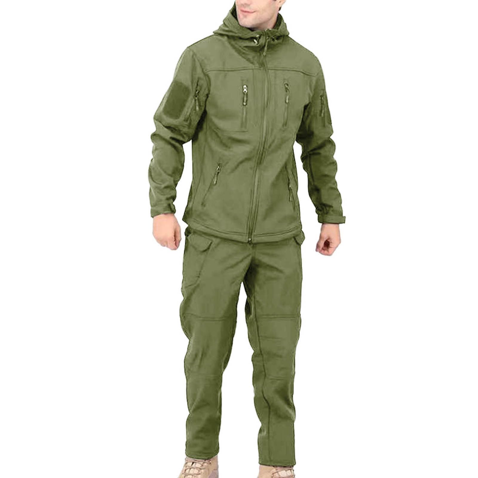 Generisch Herren Wasserdichte Camouflage Militär Uniform Anzug Taktische Jacke und Jogginghose 2 Teilig Sweatjacke Jogginganzug Winter Herbst Warm Sportanzug Set Tracksuit