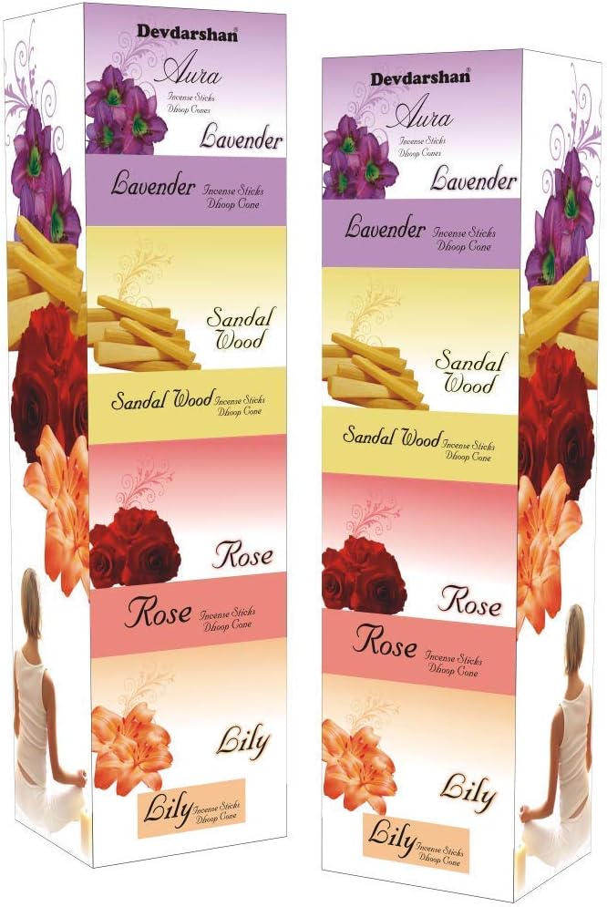 Pack of 2 Devdarshan Dhoop Special Premium Dhoop Lavender, Sandalwood, Rose, Lily Dry Dhoop Cones