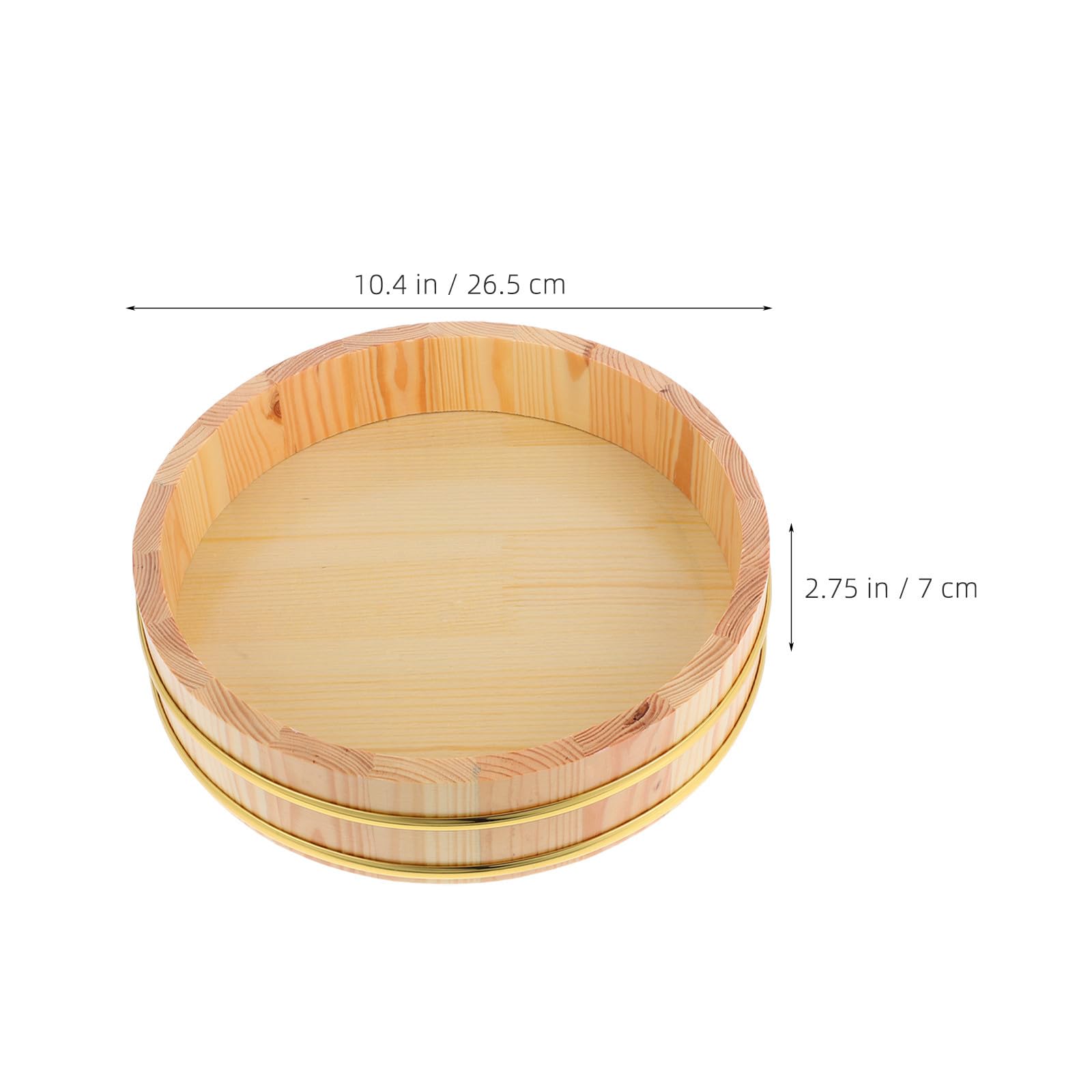 IMIKEYA Bol à Riz à Sushi en Bois avec Bord Doré Élégant, Lot de 2 Pièces, Solide Renforcé Texture Optimale du Riz, pour Service de Sushi en Restaurant