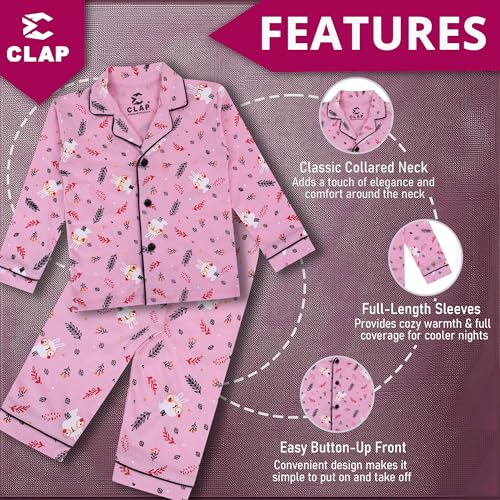 Image of CLAP Kids Cotton Printed Full Sleeves Night Suit