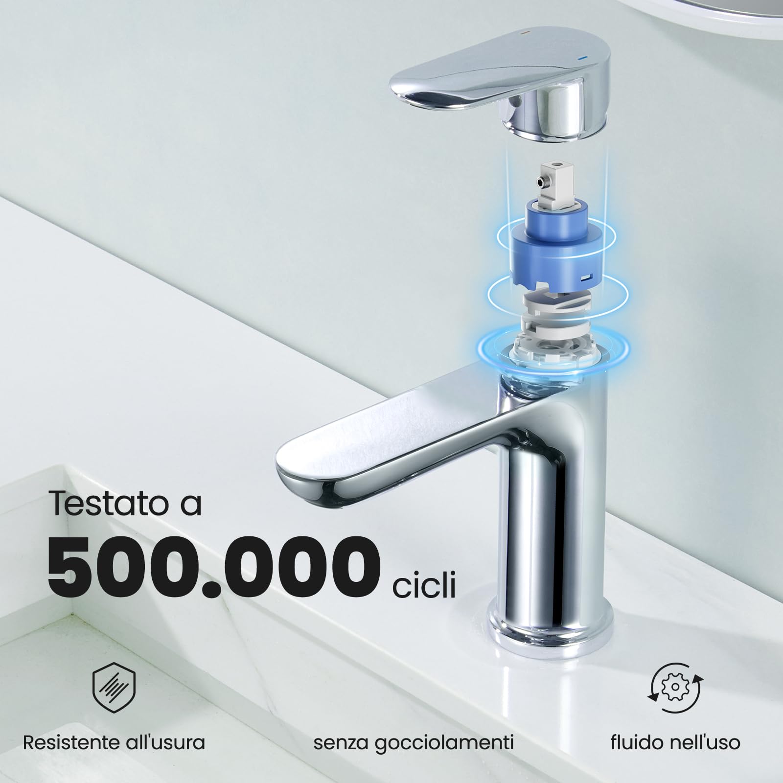 CECIPA Rubinetto Bagno Lavabo,Miscelatore Lavabo Bagno,Altezza 16,4 cm | Miscelatore Monocomando Lavabo a Risparmio Idrico,con Cartuccia Ceramica e Tubi di Collegamento da 60 cm,Cromato