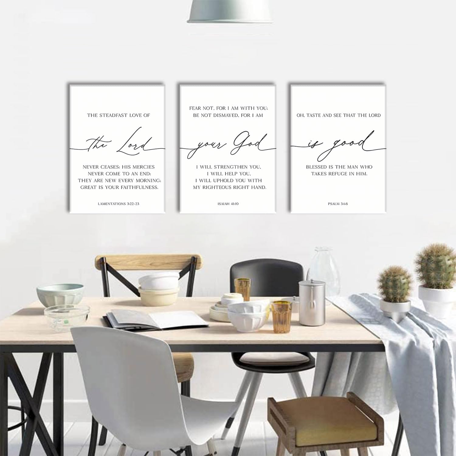 AOYUSMO 3 Piece Scripture Christian Canvas Wall Art Bible Verse Jesus Wall Art Bible Quotes Church Decor Lamentations Isaiah Psalm Art Prints for Living Room Bedroom Office 12"x16"