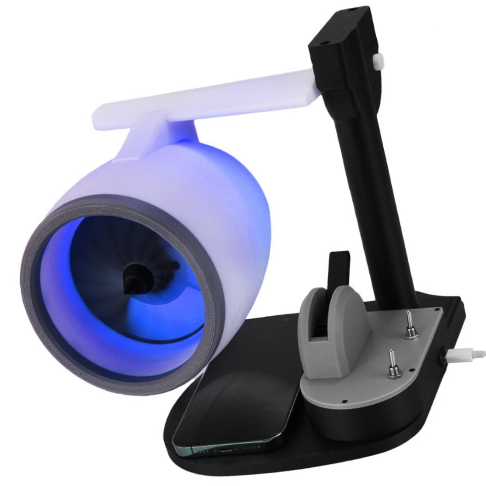 Ventilatore da tavolo di design aeronautico con alimentatore mobile integrato alimentato tramite USB ad alto vento a basso rumore per la casa e il ventilatore del dispositivo del telefono