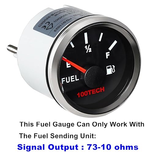 Miniatura 36 de 100TECH Medidor de combustible marino para barco y automóvil, diésel y gas, retroiluminado, 240-33ohm, negro