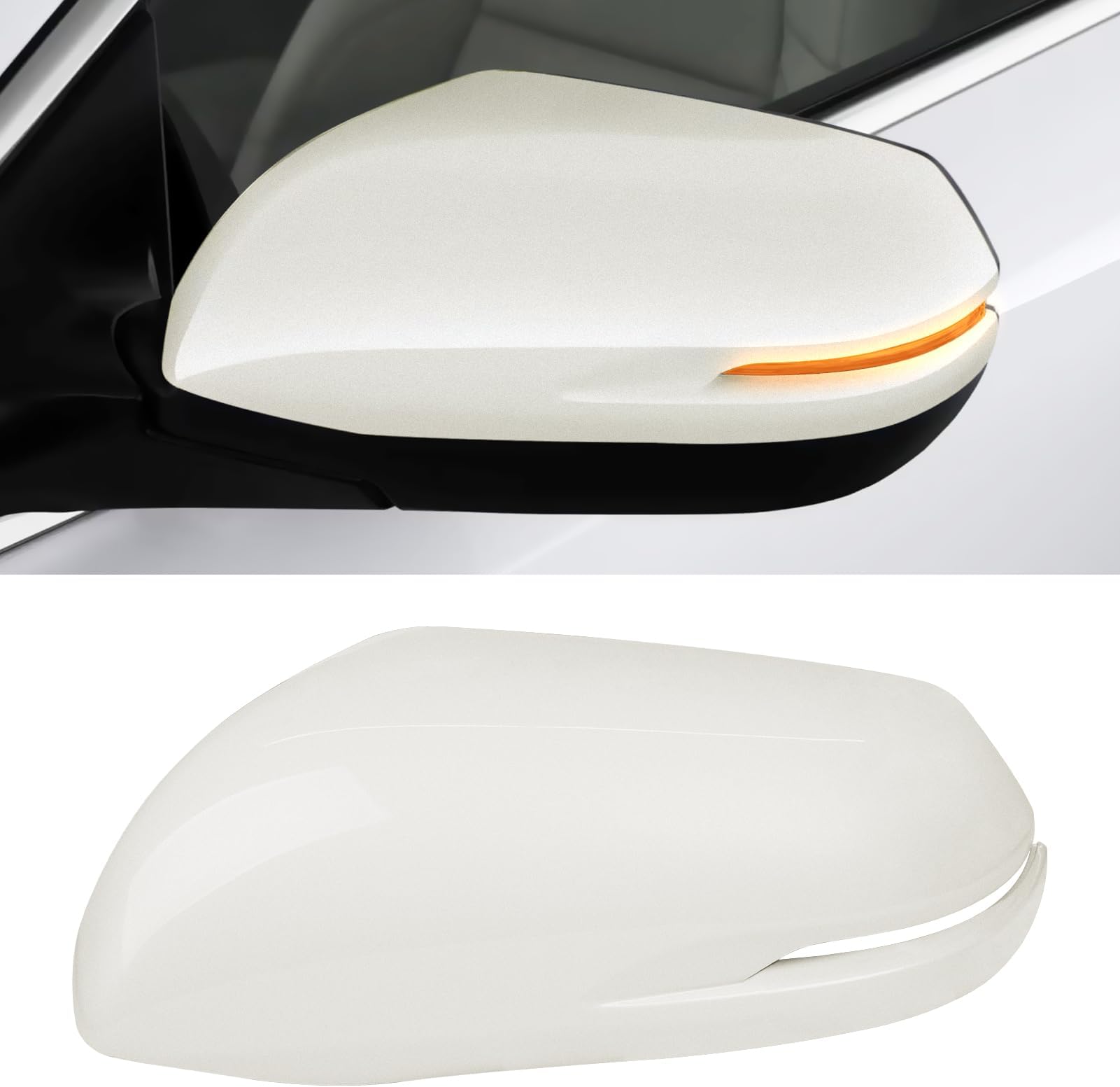 Compatible with Honda CRV 2017-2022/HRV 16-22 Left Driver Side Mirror Cover, Clip-on Rearview Mirror Cap WITH Turn Signal Light Replaces for 76251-T1W-A01YB, 76251T1WA01YB Pearl White #NH883P