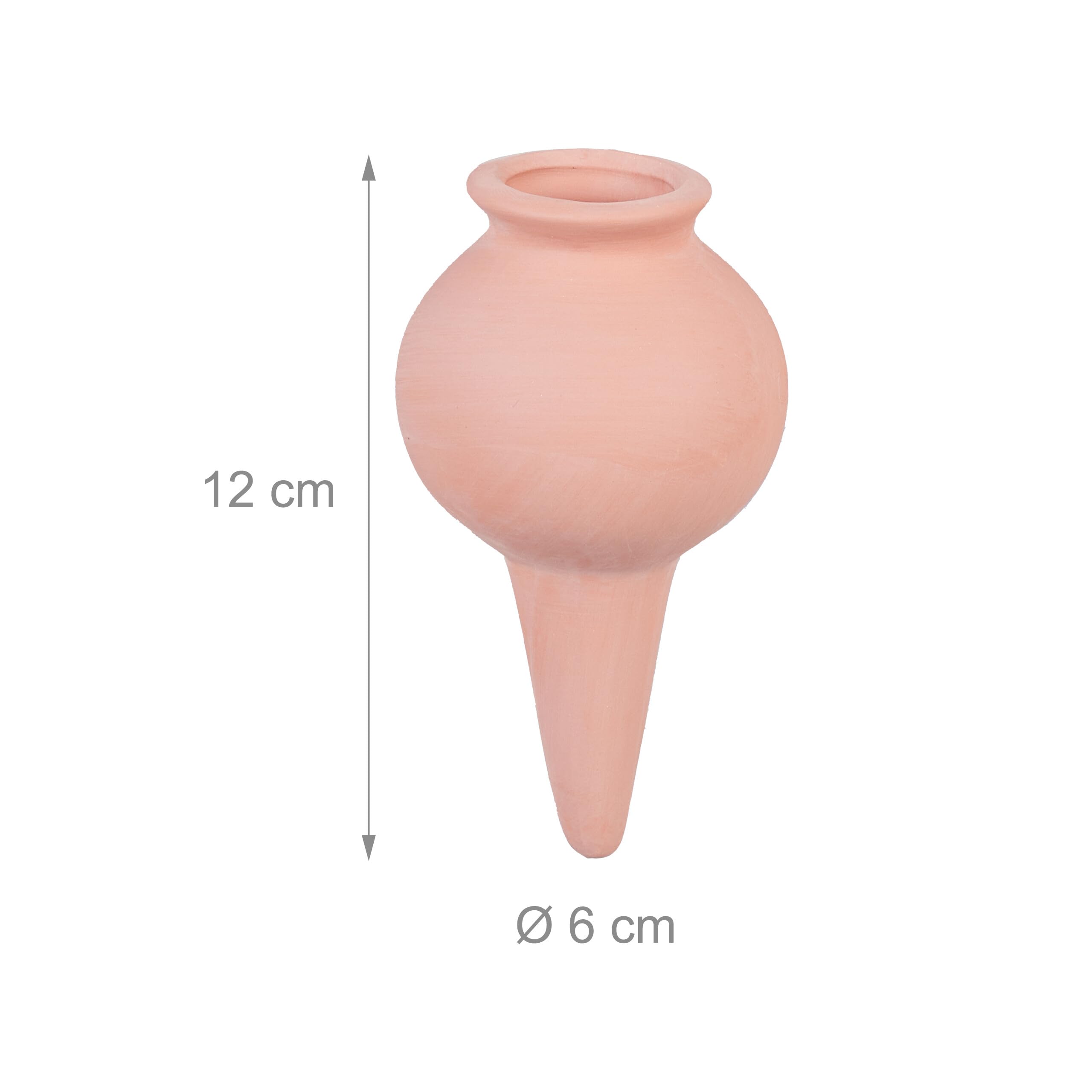 Relaxdays Picos de Riego con Forma de Vasijas, Set de 4, Autorriego para Plantas de Interior y Balcón, 12x6cm, Terracota