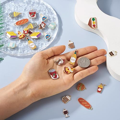 Miniatura 5 de 24 colgantes de aleación de zinc para helado, esmalte para postre y bebida, dijes de aleación para comida dulce, dijes colgantes de metal para