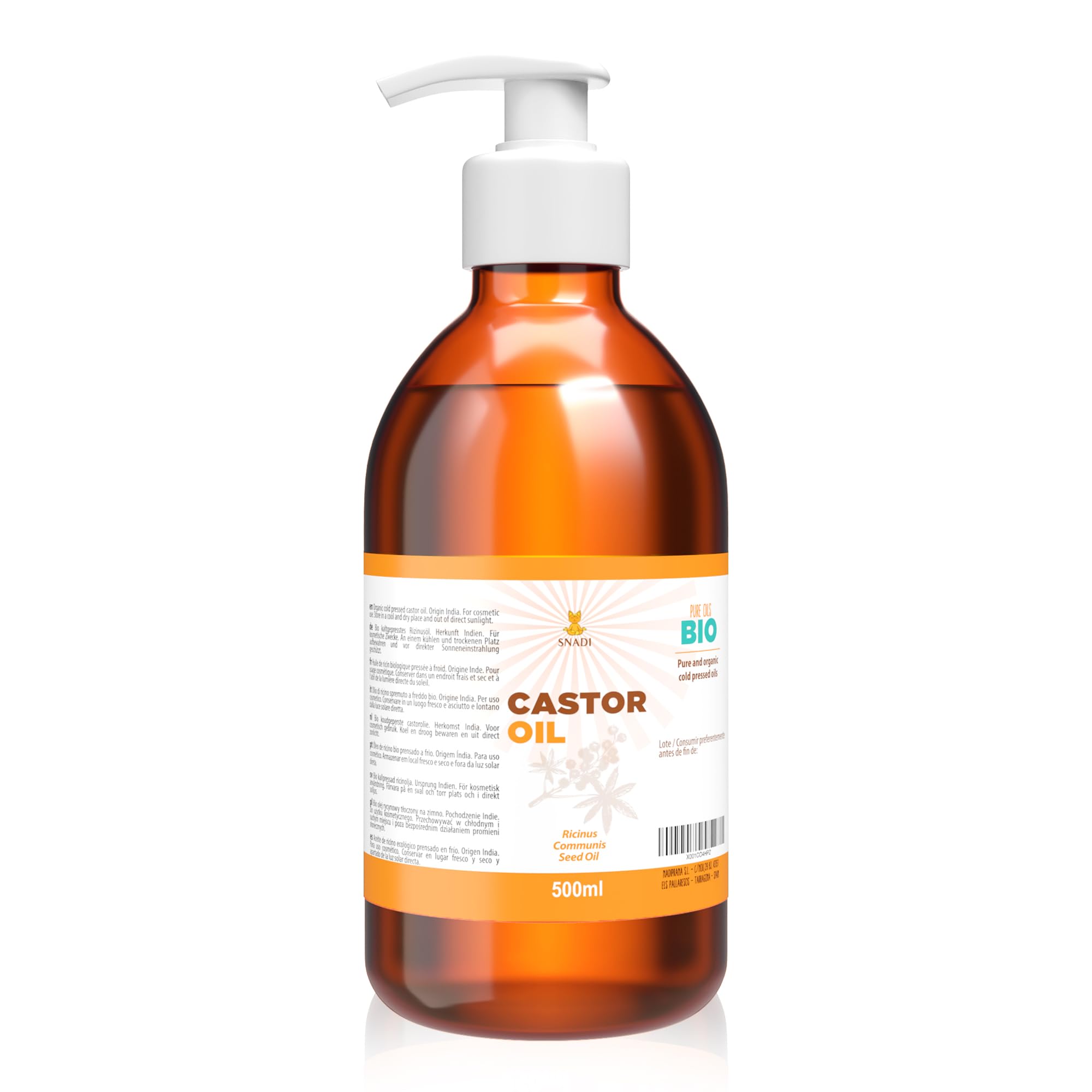 Czysty BIO Olej Rycynowy 500 ml | Tłoczony na Zimno | Antyoksydacyjny i Przeciwstarzeniowy | Nawilżający do Suchej Skóry i Włosów | Idealny do Rzęs i Brody | Castor Oil
