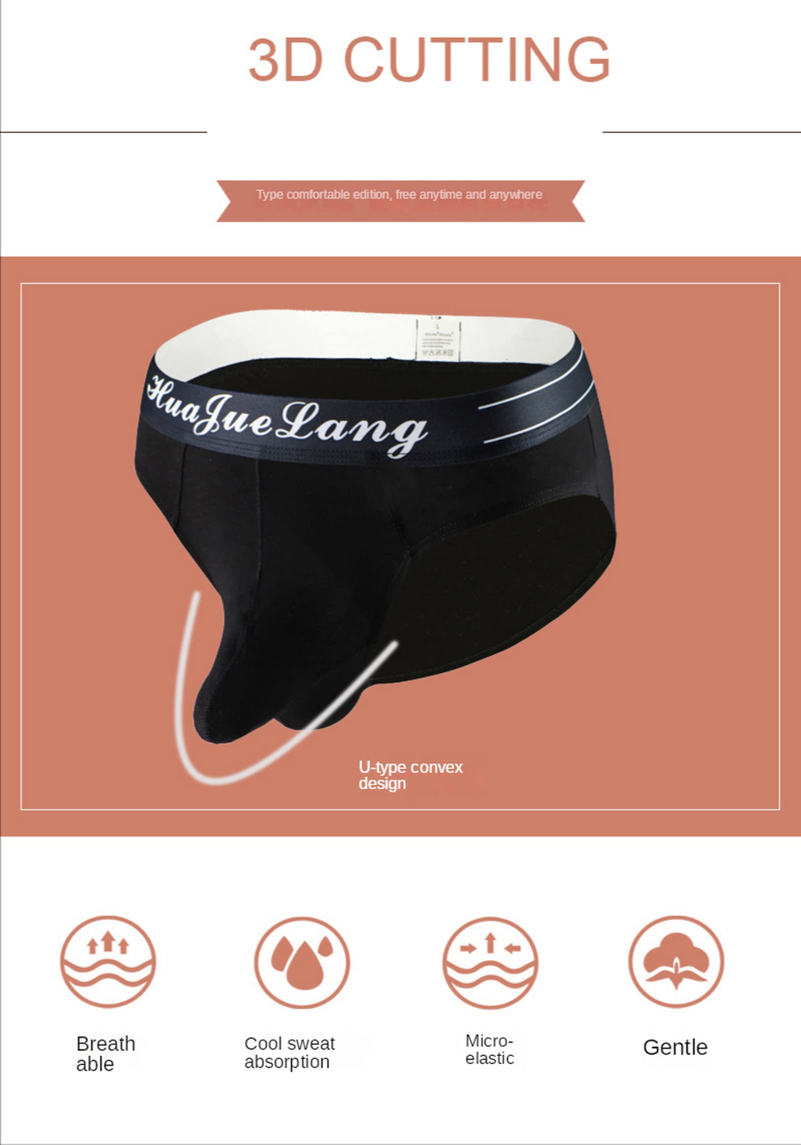 Faringoto Tanga masculina Ropa interior algodón Active Stretch Tangas, 6 colores, M