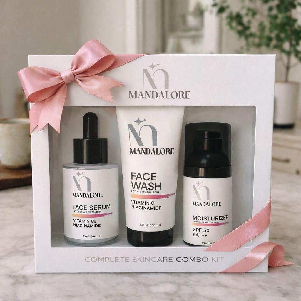 Mandalore Vitamin C Skin Care Combo Kit – Face Wash 100ml + Vitamin C Serum 30ml + SPF 50 PA+++ Moisturizer 50ml – With Niacinamide – For Bright, Glowing & Even Tone Skin – For Men & Women-image-44