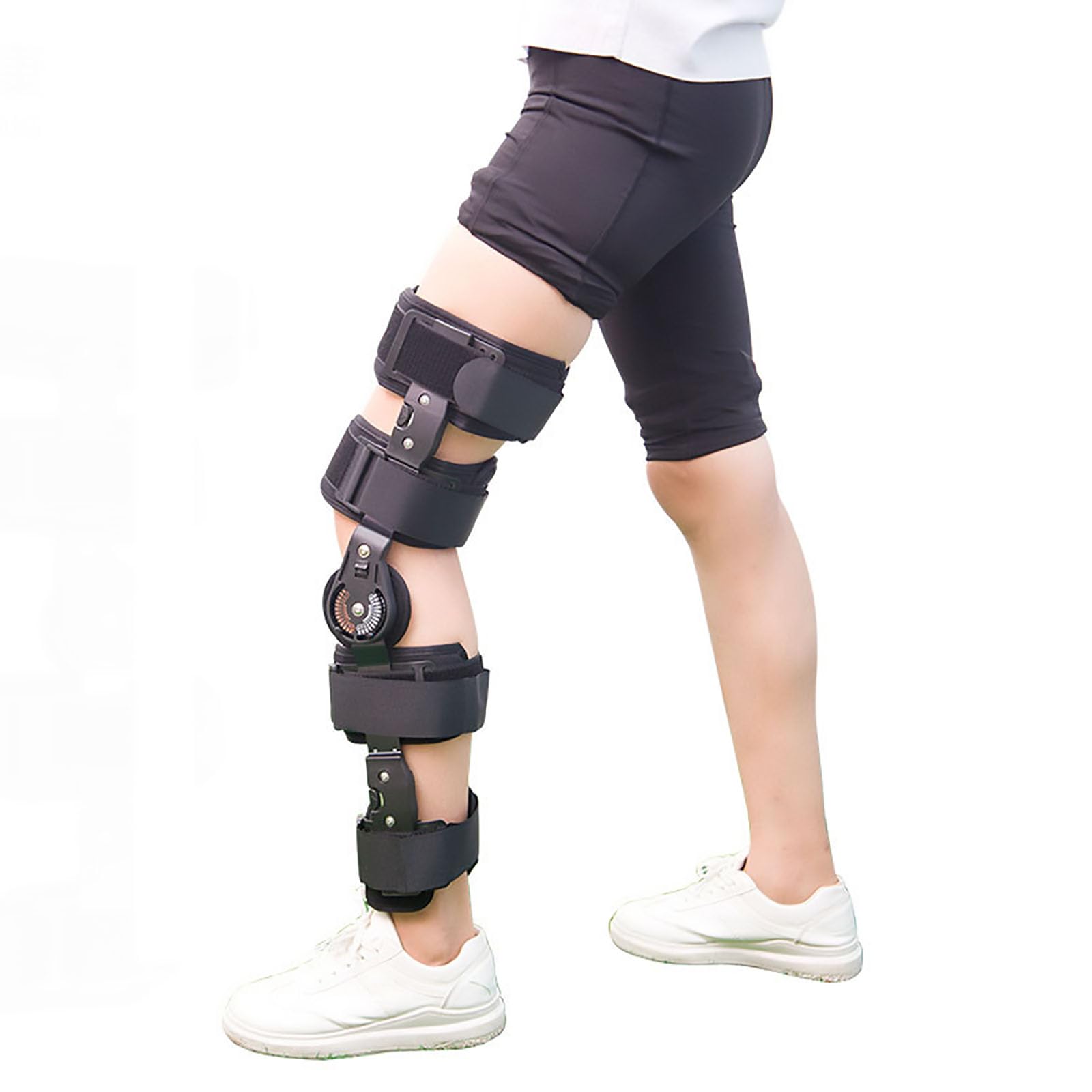 HAILM Ortesis de Rodilla Regulable con Estabilizadores Laterales, Tejido Transpirable y Aleación Aluminio, para Dolor Rodilla Lágrima Menisco ACL MCL, para Hombres y Mujeres, Negro