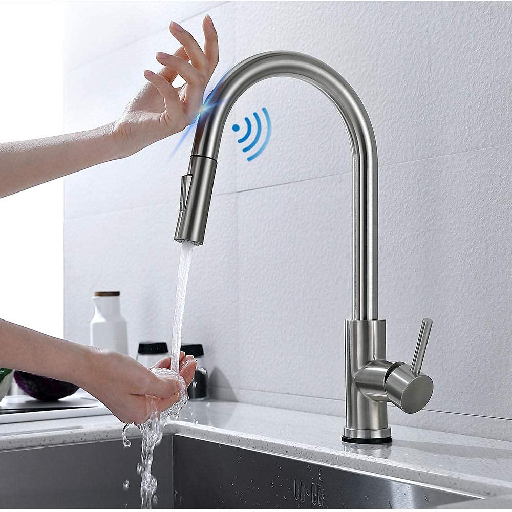 Rubinetti, rubinetto della cucina con sensore tattile mobile sensore intelligente rubinetto del bagno miscelatore acqua calda e fredda rubinetto lavello accessori cucina rubinetto-Dorado Comfortable