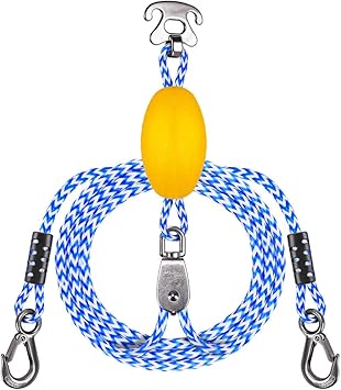 SELEWARE Heavy Duty Boat Tow Harness for Tubing, Boat Tow Rope with Stainless Steel Quick Connector, Heavy Duty Self Centering Tow Harness for Boat Water Sport Jet Ski Wakeboarding