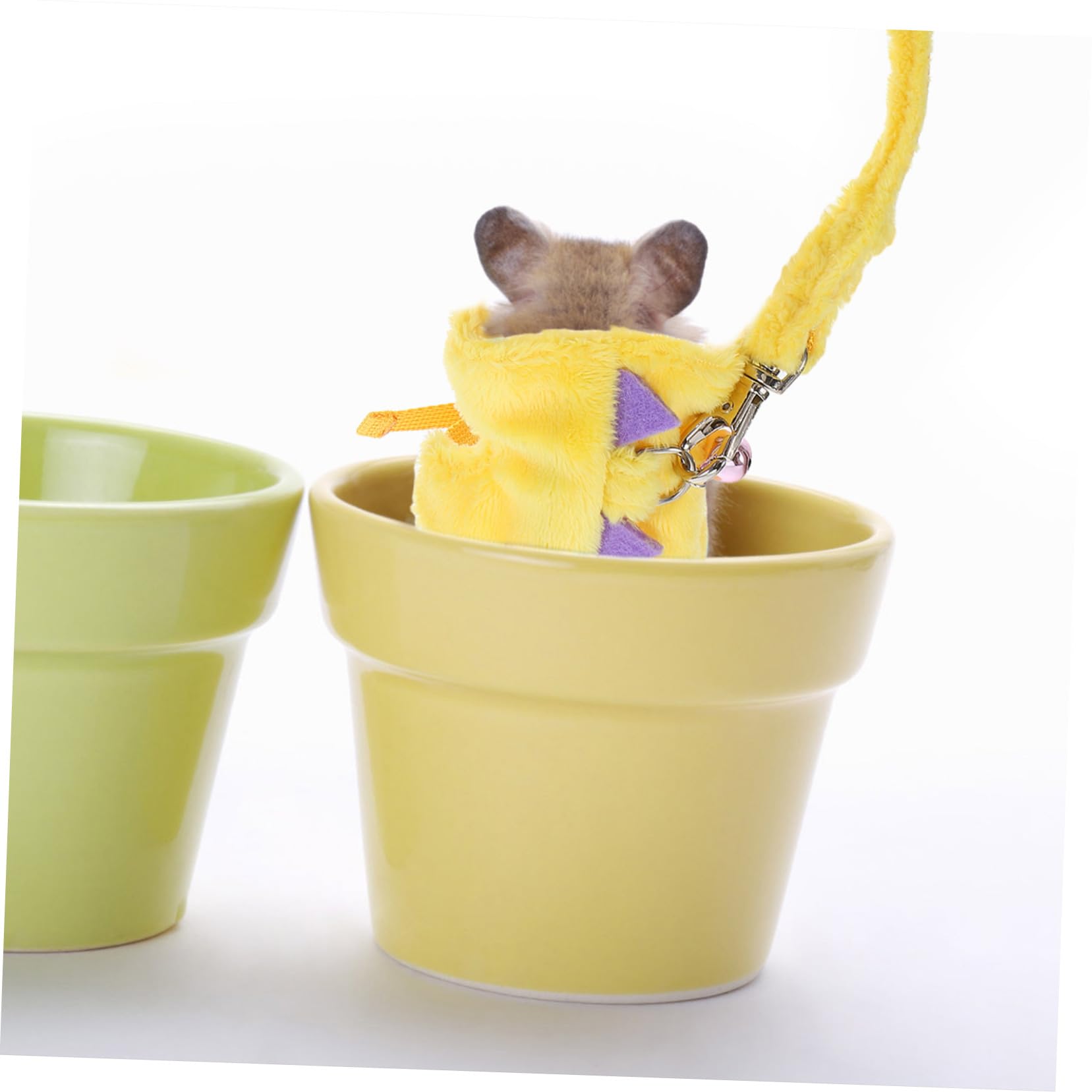 ERINGOGO Laisse pour Petit Animal de Compagnie Harnais en Peluche Courte, Matériau Non Tissé Robuste, pour Promenade en Extérieur et Dressage, Design Dinosaure Adorable