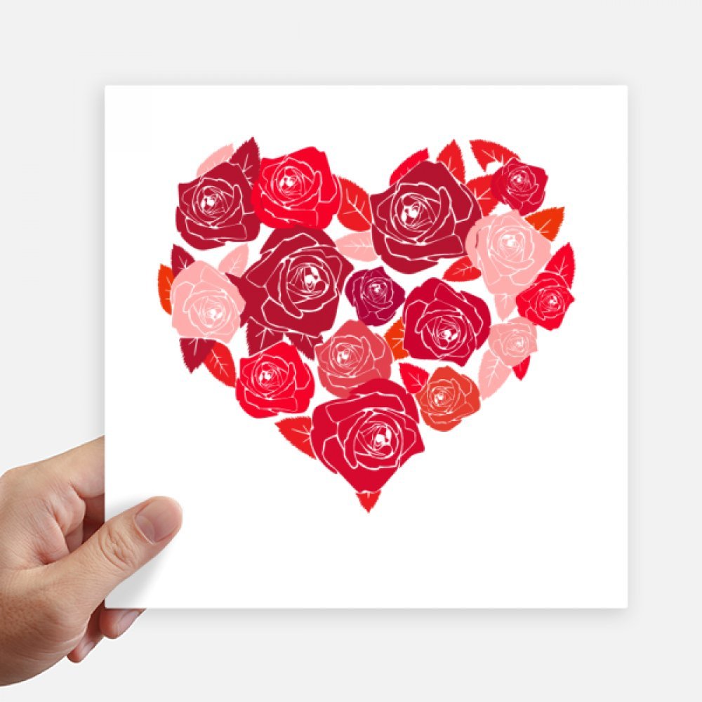 Autocollant rose en coeur 20 cm sticker multicolore carré pour ordinateur et valise 4pcs