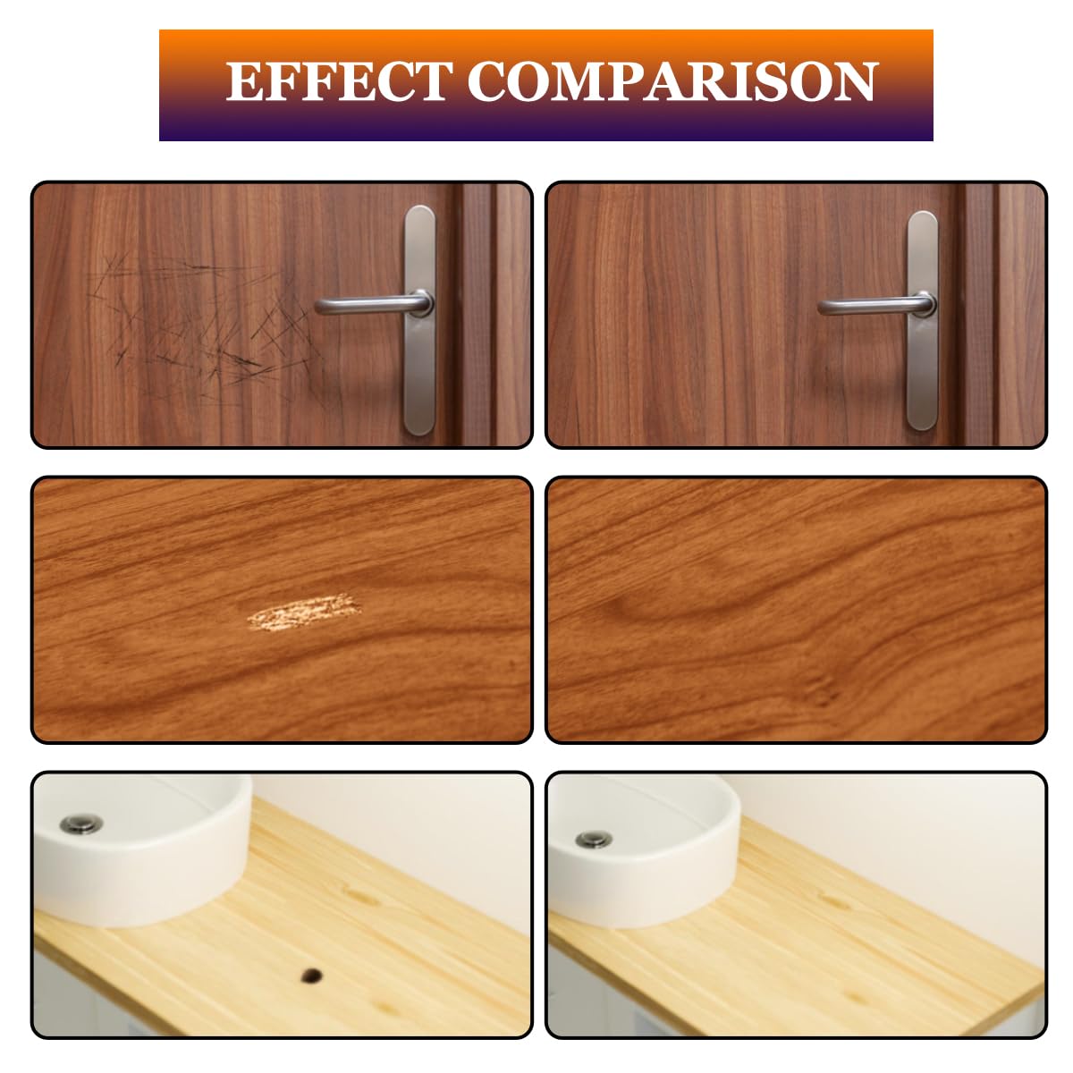Laminat Reparaturset, Hartwachs Holz Parkett Vinyl Fliesen Reparaturset Möbelreparatur Wachs, Holzkitt Holzwachs Reparatur Wachskitt zum Kratzer Schäden Loch Ausbessern Arbeitsplatte, Holzmöbel, PVC