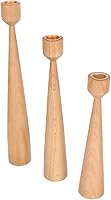 Vista 1 de Wooden Candle Holder Set 3Pcs, Beech Wood Candlestick Stand for Home Decor, Rustic Style Centerpiece for Living Room Dining Table, Wedding and