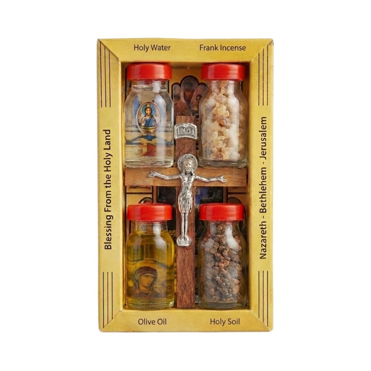 Home Blessing Kit Bottles & Cross From Holy Land Jerusalem