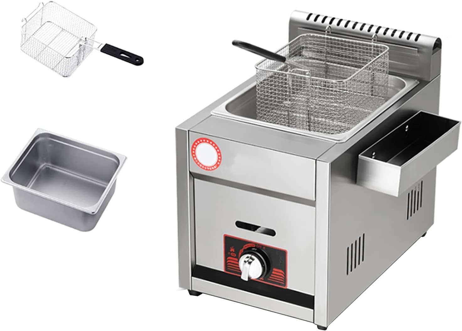 Deep Gas Fryer,12L Countertop Basket