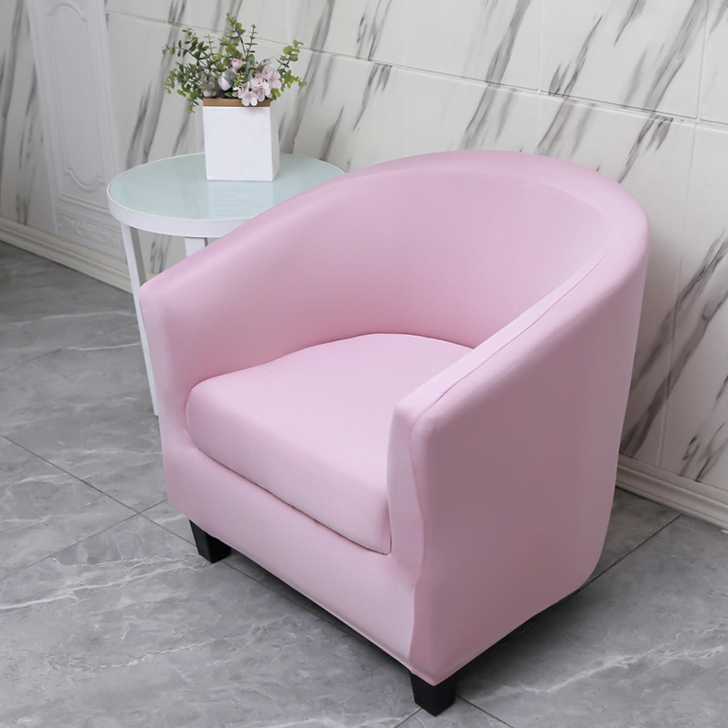 Pink,2 Pieces, Club Chair Slipcover Stretch Barrel Chair Covers 2-Pieces Tub Chair Slipcover Full Wrap Dustproof Removable Couch Furniture Protector Cover Arm Chair Cover Washable