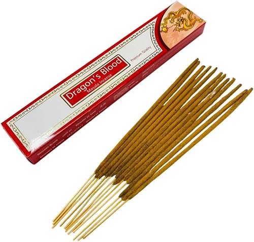 Dragons Blood Incense Sticks - 4 Packs(Tulasi) | 4 Pack Multi Pack, 60g Total Weight, Hand Rolled Sticks, Rich Exotic Resinous Fragrance, Energetic Aroma