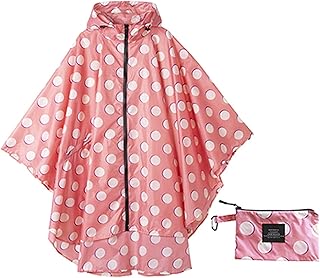 Abrigo de lluvia impermeable para mujer con capucha para senderismo, escalada y turismo, 1 color, color rosa, 1 color, Pink Dots
