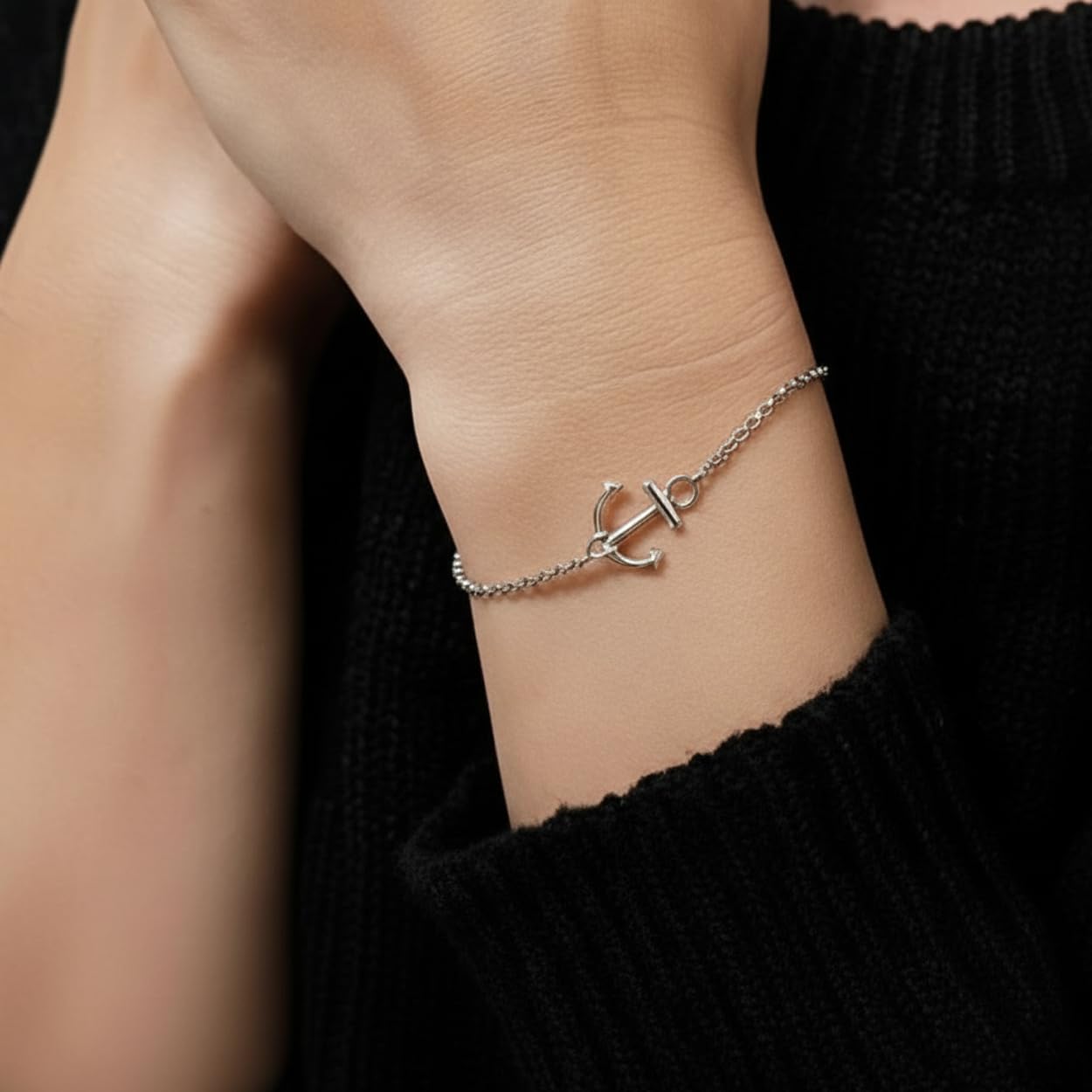 Sovats 925 Sterling Silber Anker Armband für Damen, Maritimer Nautik Schmuck, Minimalistisches Ozean Kettenarmband, Karabinerverschluss