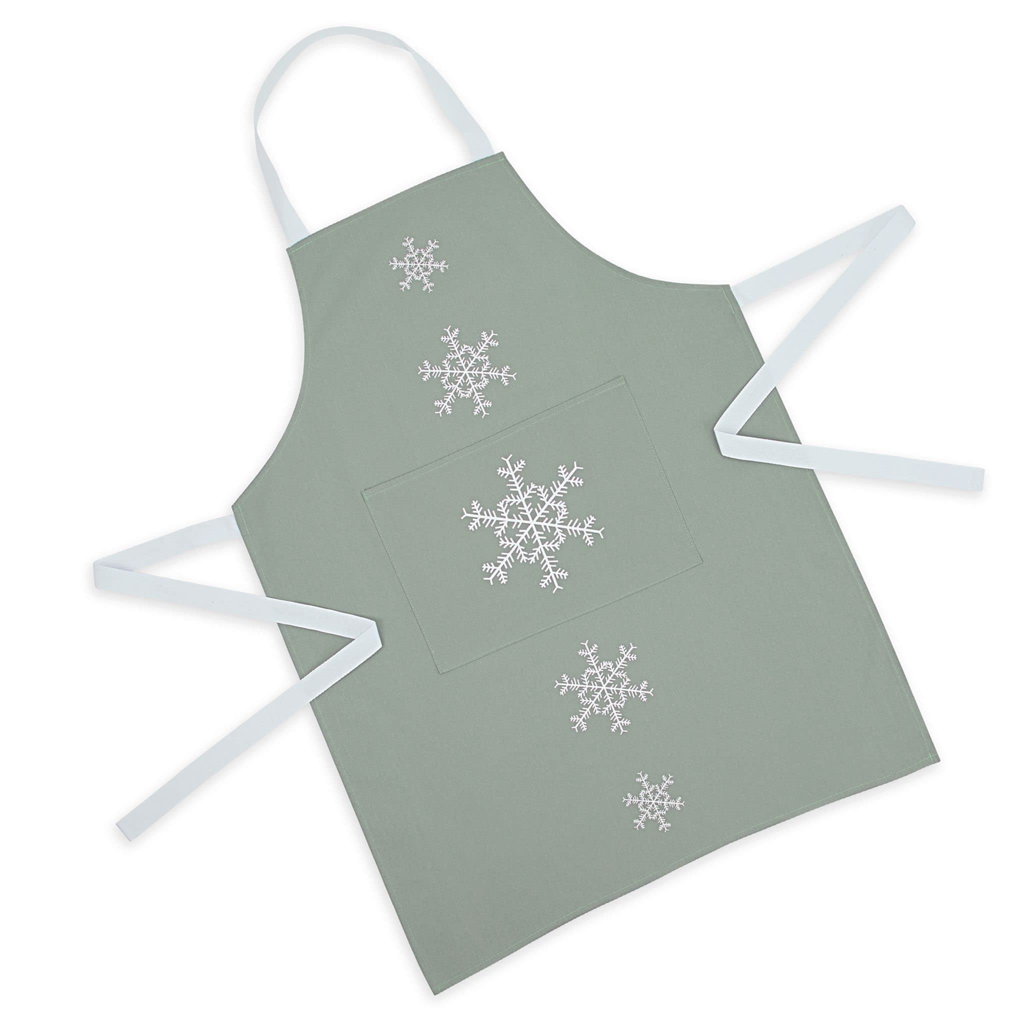 Ulster Weavers 100% Cotton Apron - Christmas Snowflake (Sage Green, Adult), One Size