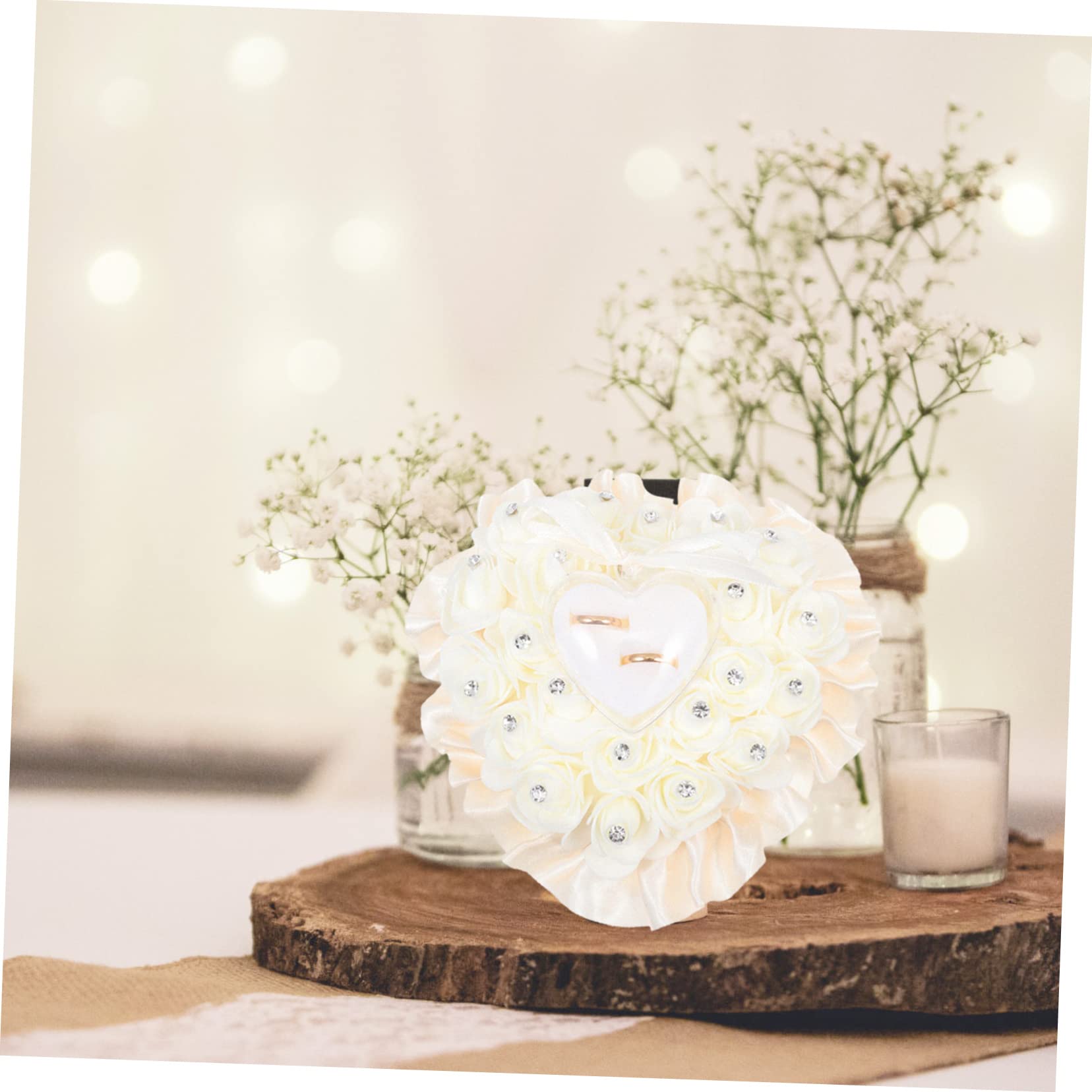 STOBAZA 3stücke Flower Box Eleganter Ringkissen-ringhalter Für Hochzeiten Romantische Schmuckaufbewahrung Herzförmig Mit Kunstblumen Für Verlobung Und Jubiläen