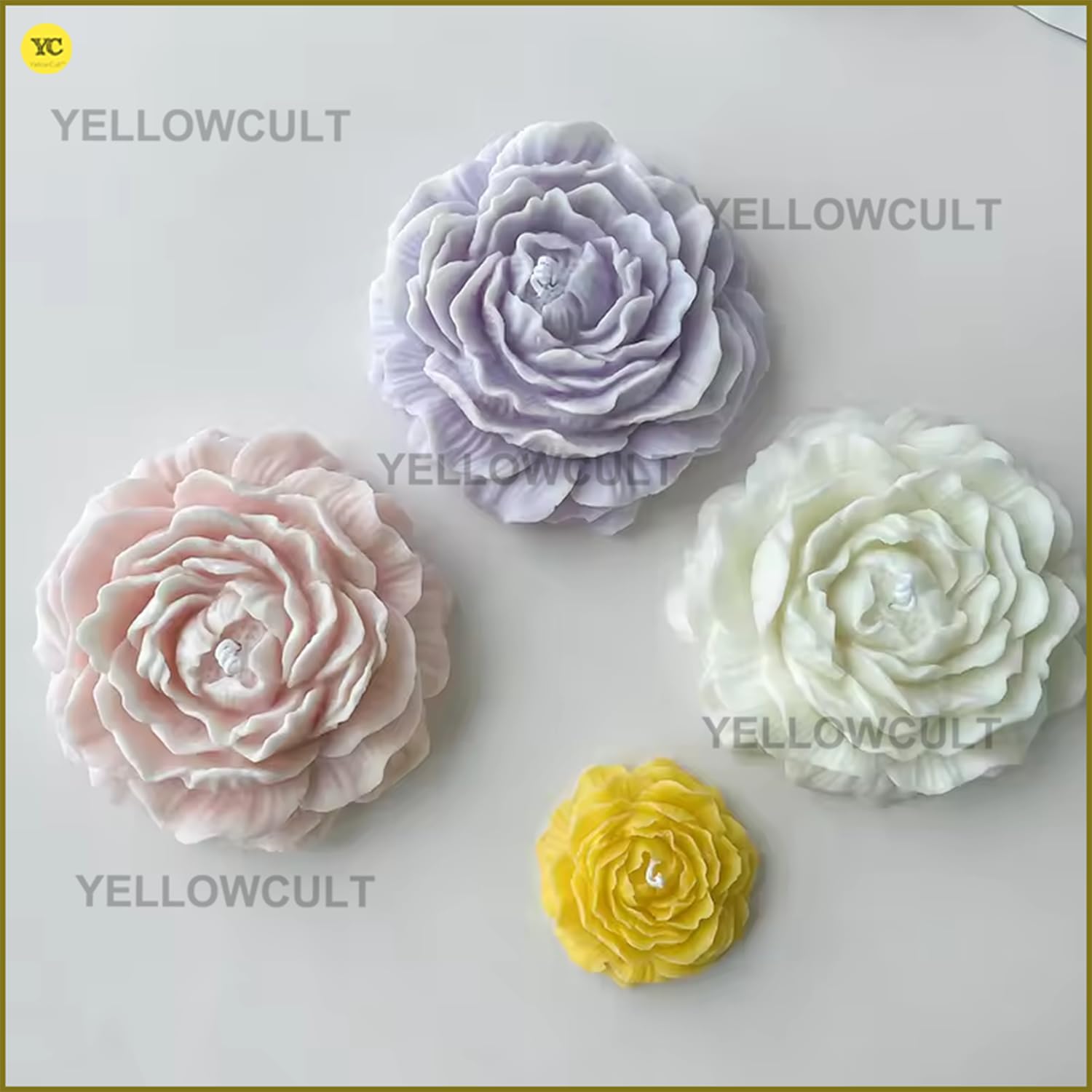YellowCult 1 pcs Bloom Peony Silicone Candle Mold Wax Moulds for Scented Candles Handmade Soaps Making Clay Resin Crafts Casting Cake Dessert Mousse Aroma DIY Art Crafts Supplies Home Decoration 1