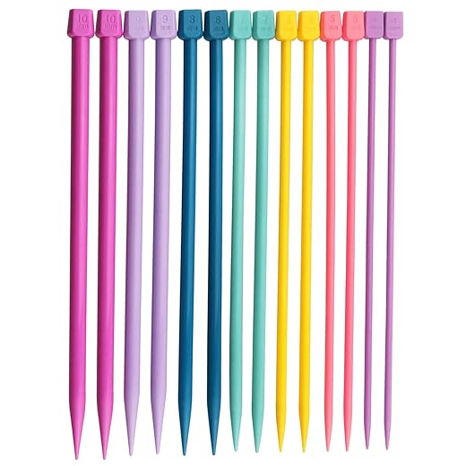 ITROLLE Knitting Needle 14PCS 4mm 5mm 6mm 7mm 8mm 9mm 10mm Colourful Single Pointed Knitting Straight Pins
