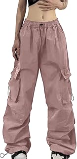 Pantalones de paracaidismo para mujer, corte holgado, estilo vintage, estilo callejero, pantalones largos anchos para mujer