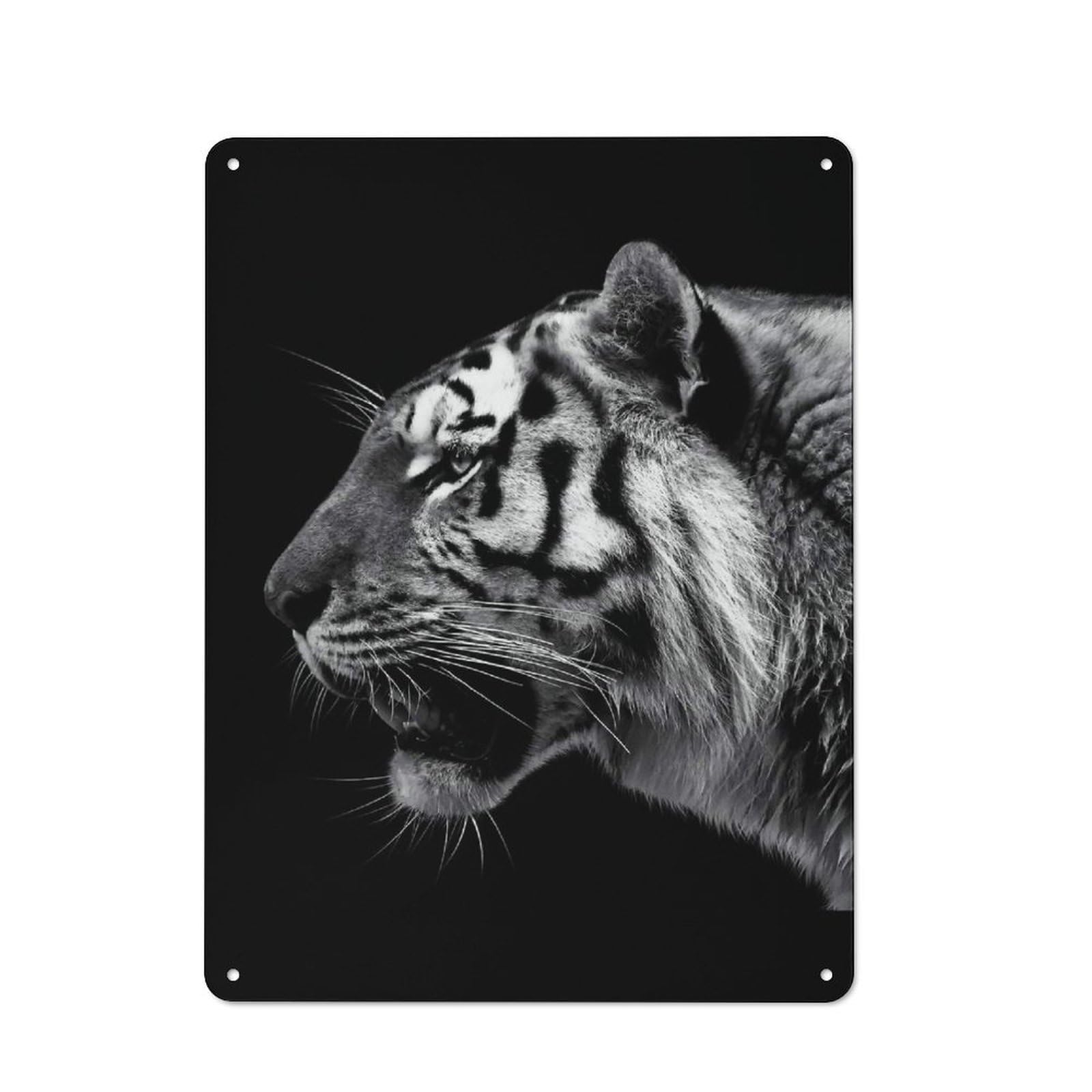 Junmoney Style Industrial Tiger Portrait Poster Decorative Metal Plaque 40X30cm, Studio Wall Art For Flat, Bar, Studio Or Gallery Wall