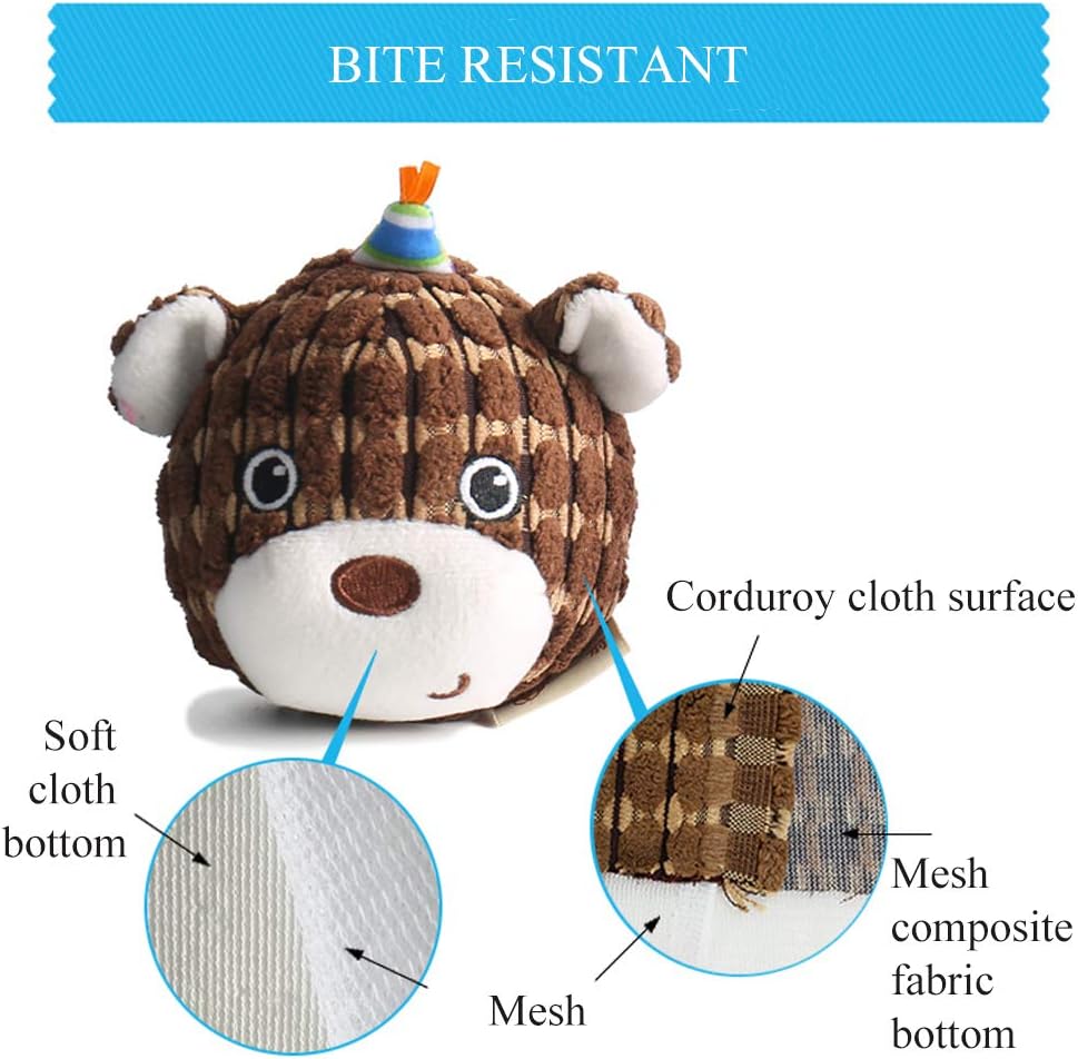 AXEN Round Face Series Dog Toys, Mouse Shape, Cute and Squeaky, Blue Mouse