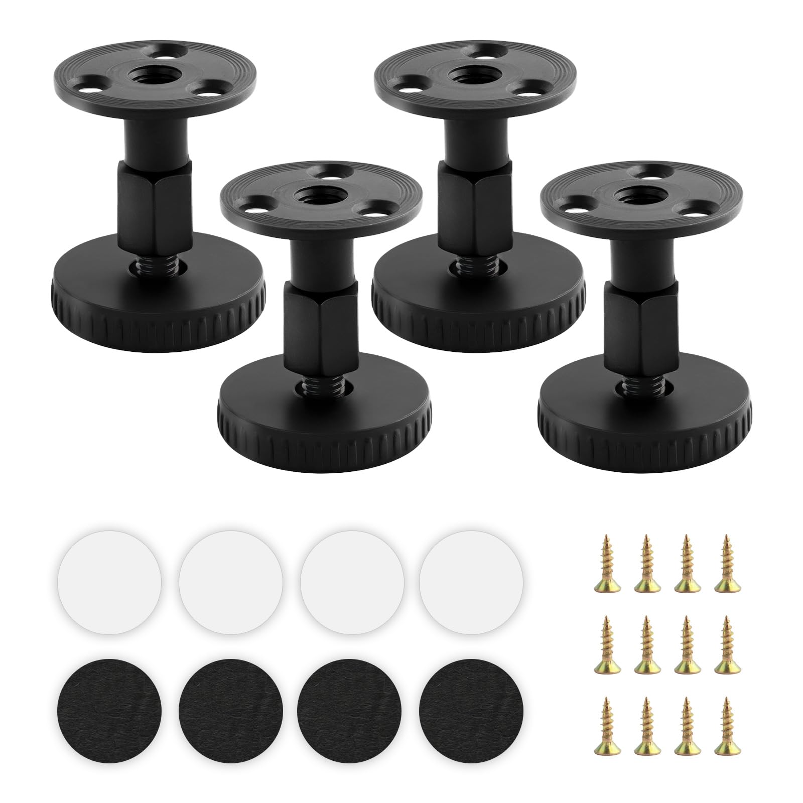 ZUYIST 4 Stück Möbelfüße Verstellbar, 24-62mm Höhenverstellbare Füße für Möbel, Möbelfüße Schwarz aus Kohlenstoffstahl, rutschfeste Schrankfüsse mit 2 Installationsmethoden für Tische Schränke