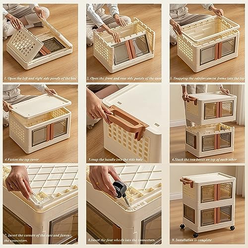 Rolling Bathroom Cart - Mobile Storage Organizer for Living Room, Kitchen, Bedroom & Entryway - Folding Trolley with Doors for Easy Access & Versatile Use