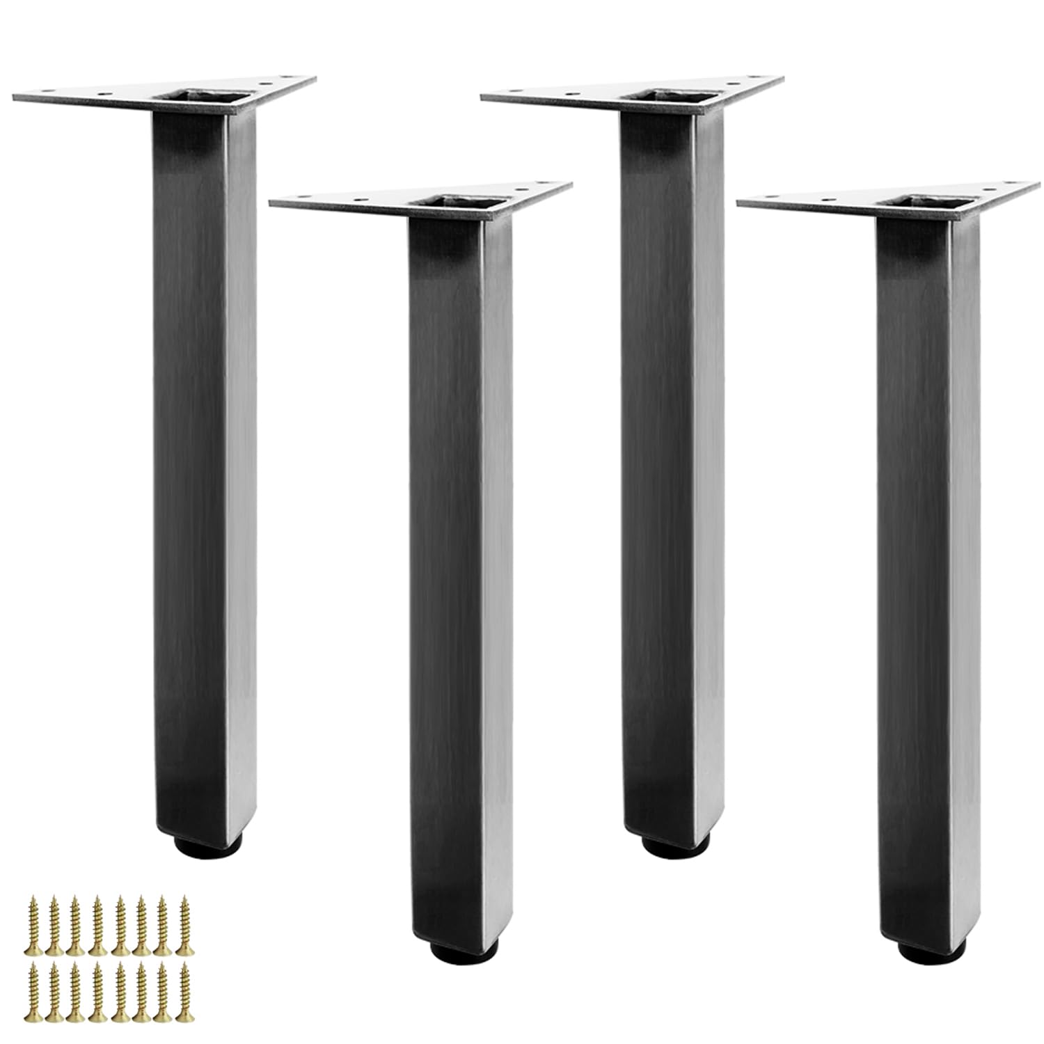 4 Piezas Patas para Muebles Altura Regulables,Pies Ajustables,Piernas para Mesas de Acero Inoxidable,para Muebles Escritorios Sofá Estantes Gabinete,con Tornillos (40cm,Negro-A)