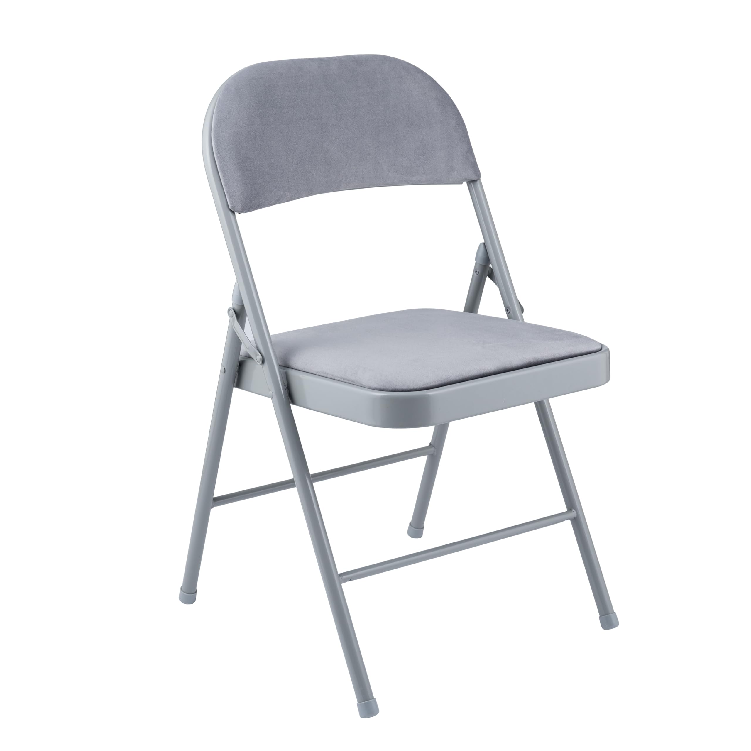 A.Unique Home Premium Metal Velvet Folding Chair - (1 x Chair - Grey) โ image 1