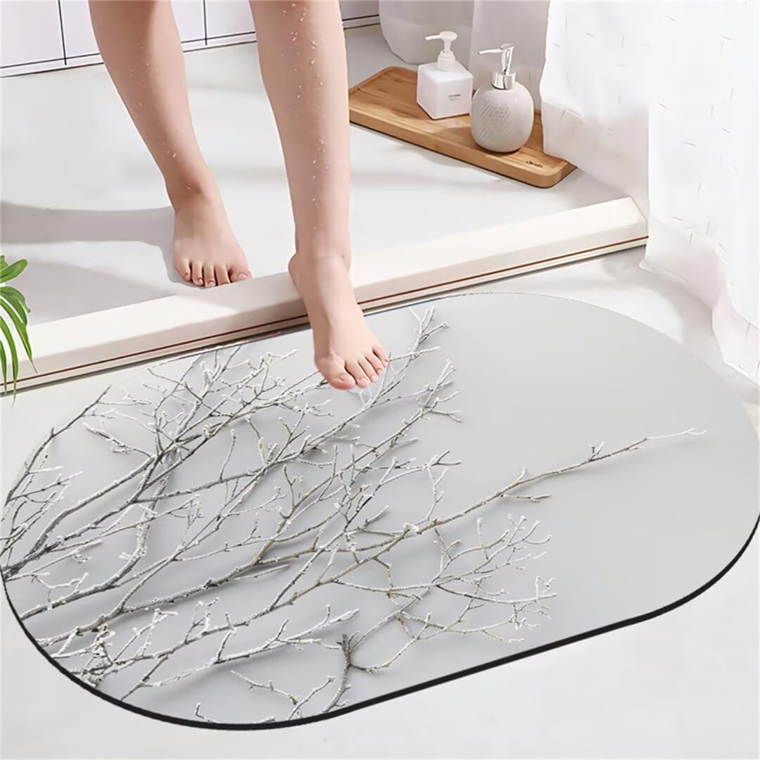 Badezimmerteppich Badematte rutschfest Badematte Badteppich Badvorleger 100x150cm Badematten Badteppiche Duschmatte rutschfest, Duschvorleger Badezimmermatte rutschfest Stein Badematte White