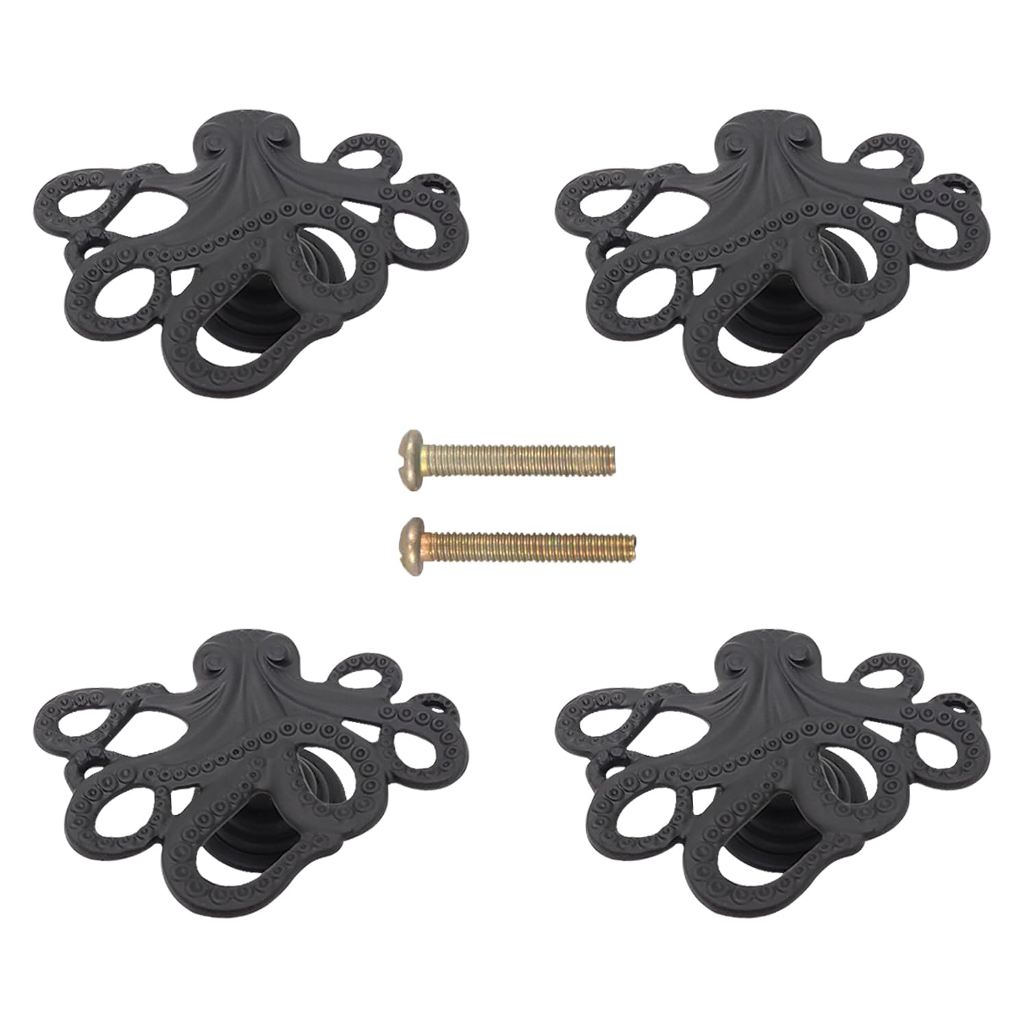 LLDYNW 4 pcs Octopus Drawer Knobs Creative Shape Drawer Knobs Single Hole Pulls Handles for Cupboard Dresser Wardrobe Handles (Black)