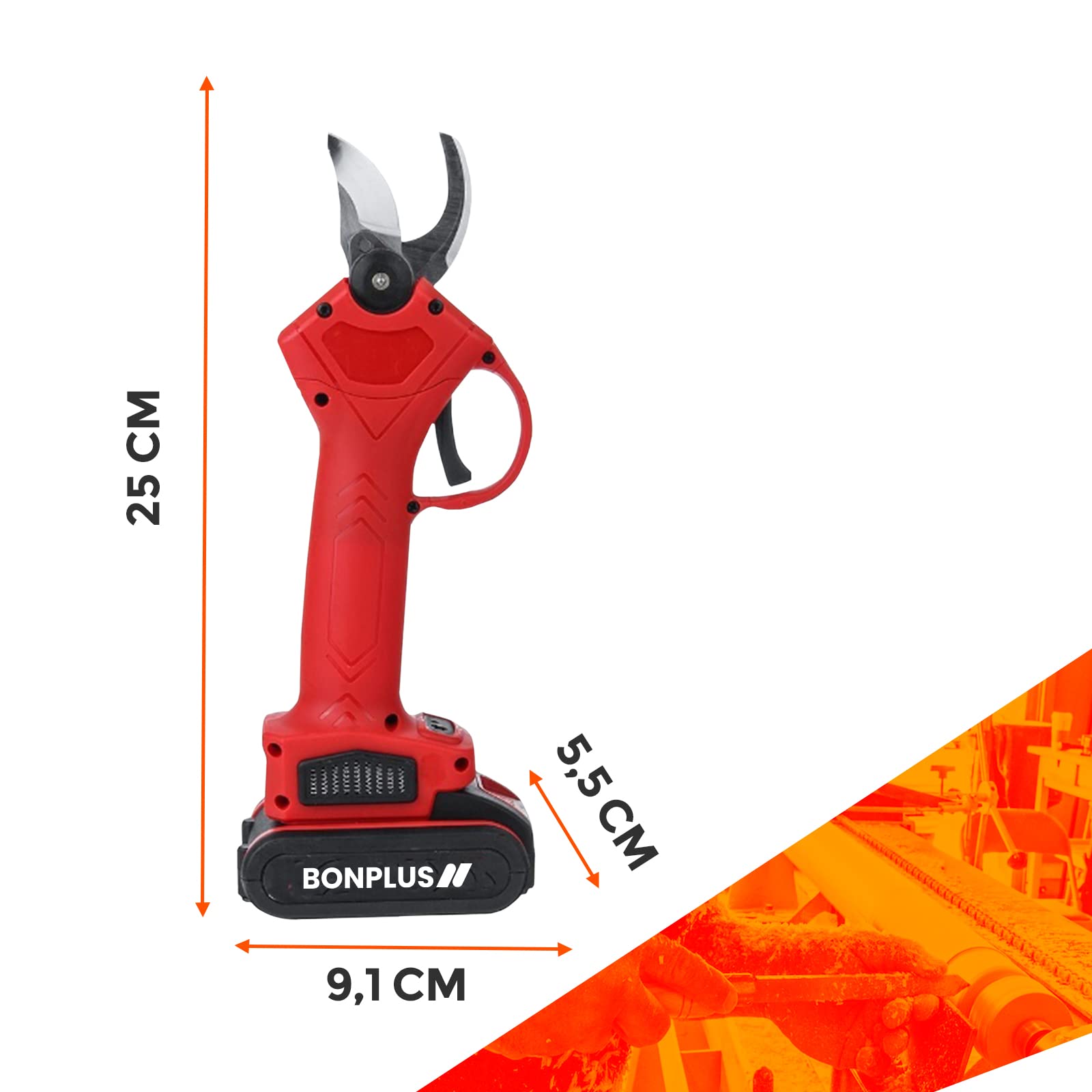 Tijeras de Podar Eléctricas Inalámbricas con Baterías 2x2000mAh, Cortador Eléctrico de Ramas, Tijeras de Jardín para Setos, Maletín de Transporte, Guantes y Gafas Incluidas