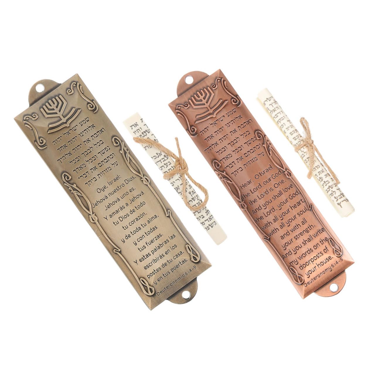 RORPOIR 2 Sets Pewter Mezuzah with Scroll Antique Blessing for Front Door Jewish Housewarming Religious Decor Enhances Cultural Tradition and Protection